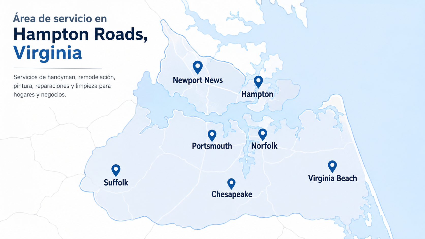 Service area map in Hampton Roads, Virginia
